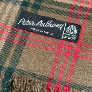 Vintage Peter Anthony Pure Wool Tartan Plaid Blanket Scarf Shawl Made in UK 49”